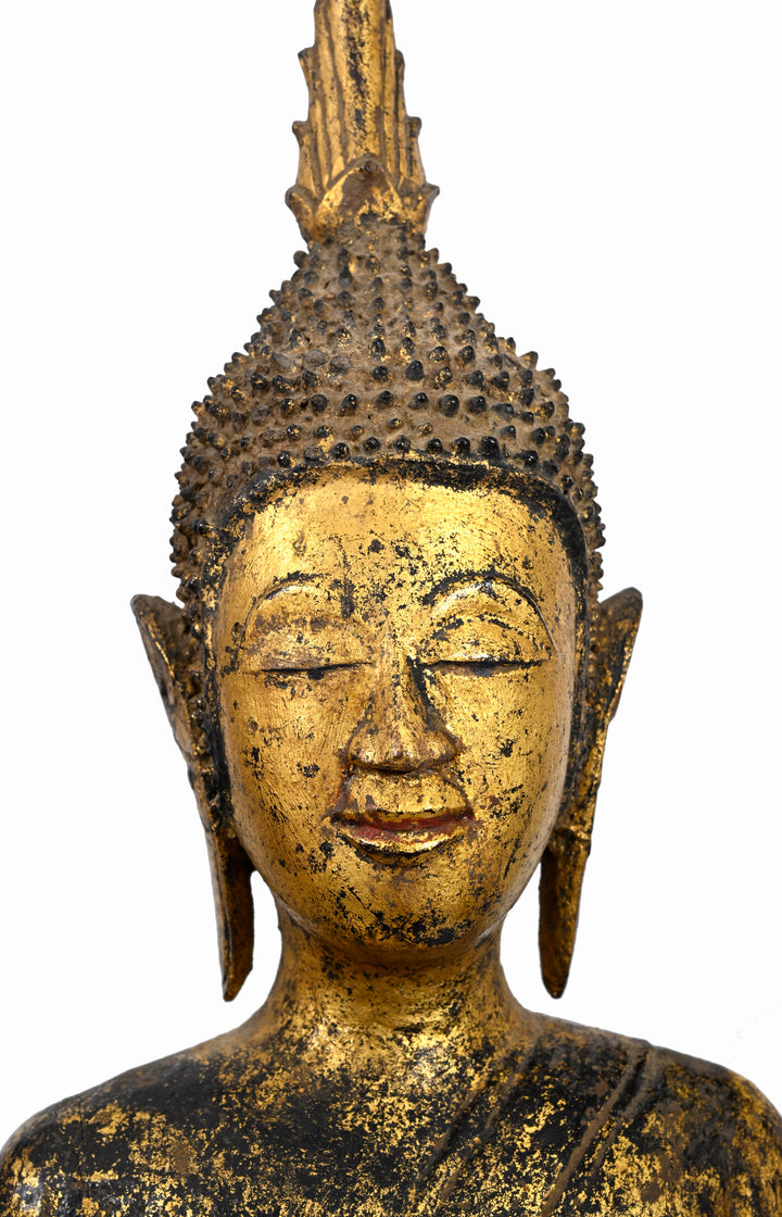 Lao Lan Xang Gilt Wood Standing Buddha