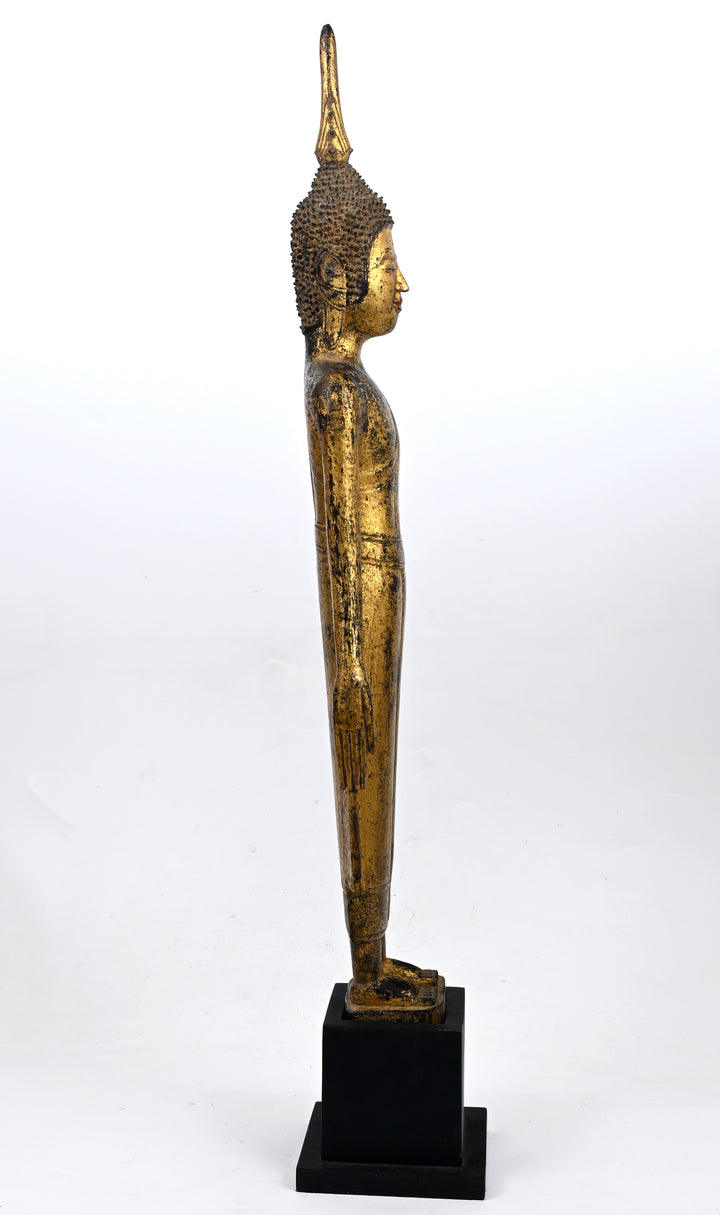 Lao Lan Xang Gilt Wood Standing Buddha
