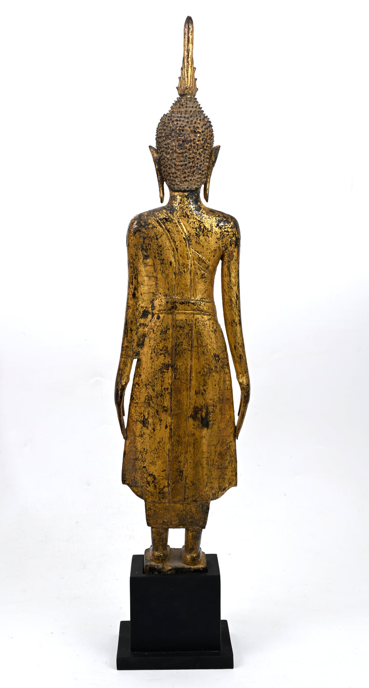 Lao Lan Xang Gilt Wood Standing Buddha