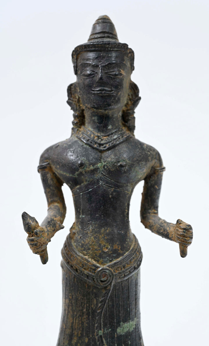 Khmer Bronze Standing Figure of Uma (Parvati / Devi)