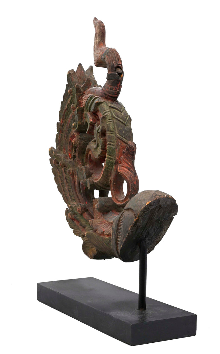 Thai Polychrome Carved Wood Architectural Finial / Eaves Bracket