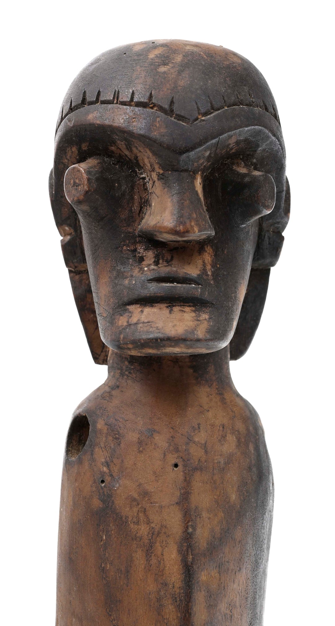 Dayak / Modang Carved Wood Anthropomorphic Architectural Peg or Shamanic Effigy
