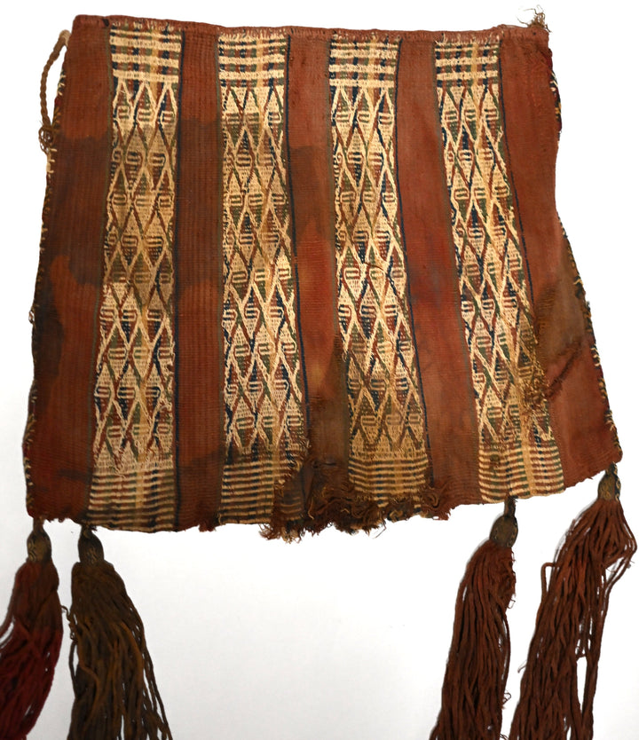 Inca Woven Textile Chuspa Coca Bag with Tassels