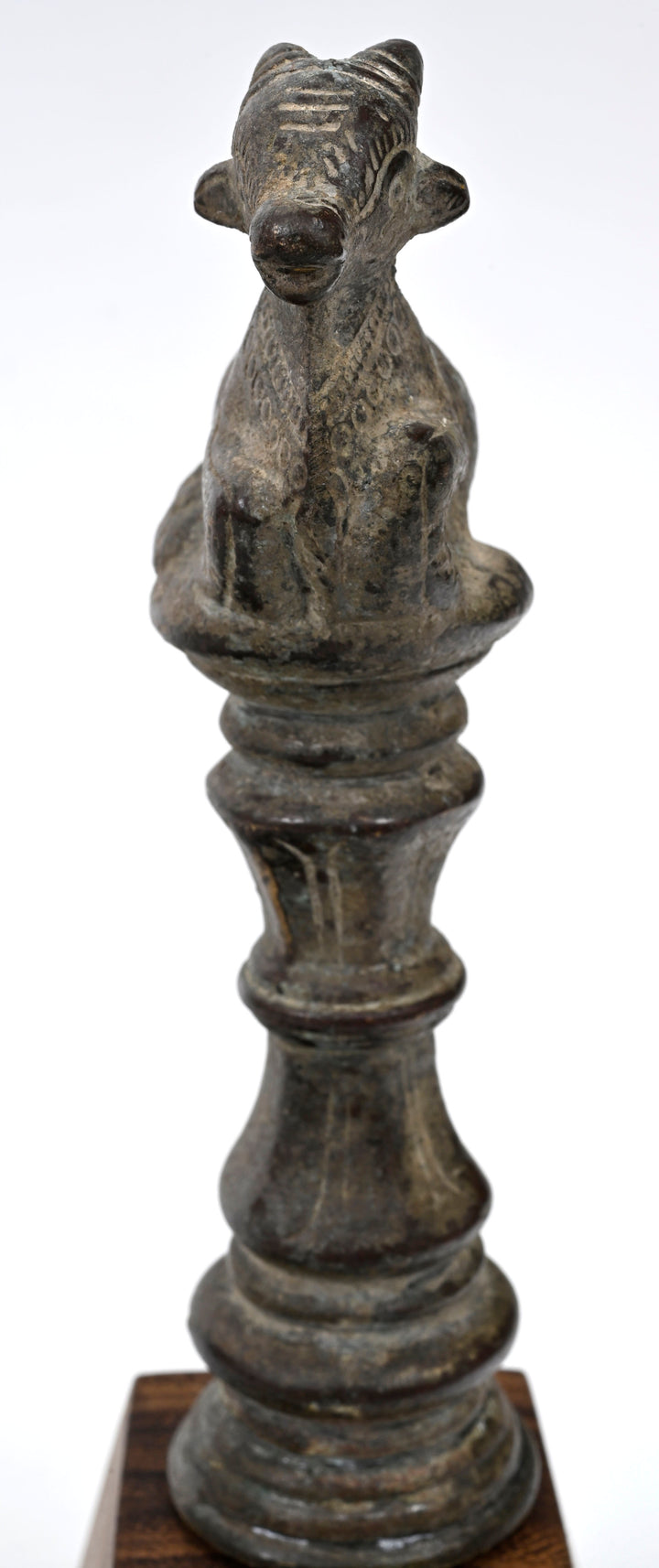 South Indian Bronze Lamp Finial in the Form of a Caparisoned Nandi Bull