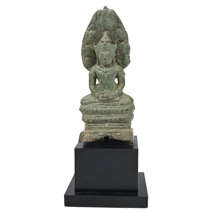 Khmer Bronze Buddha Muchalinda Sheltered by the Naga