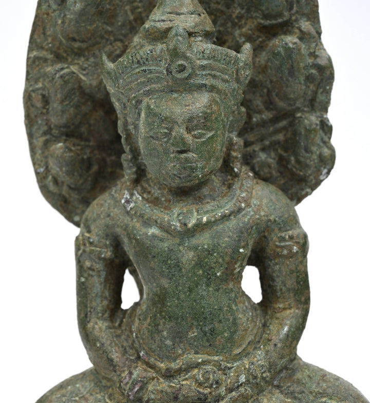 Khmer Bronze Buddha Muchalinda Sheltered by the Naga