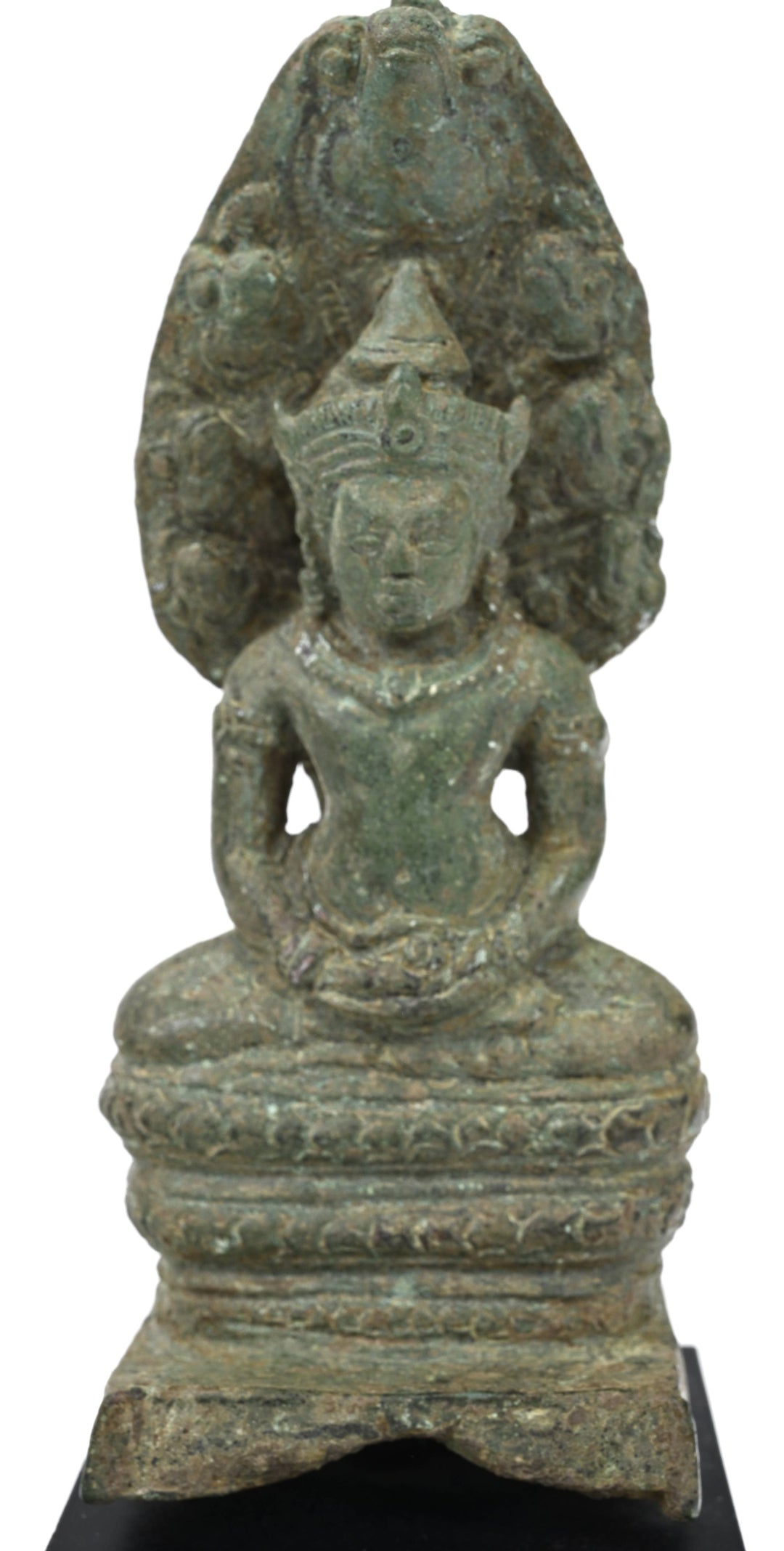 Khmer Bronze Buddha Muchalinda Sheltered by the Naga