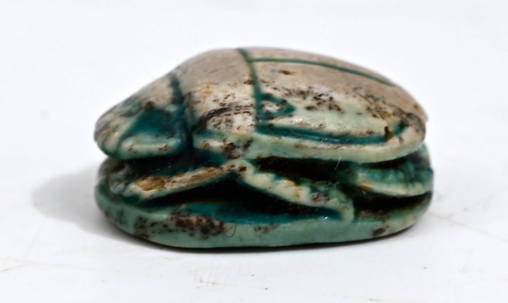 Egyptian Green Glaze Scarab for Amun Ra