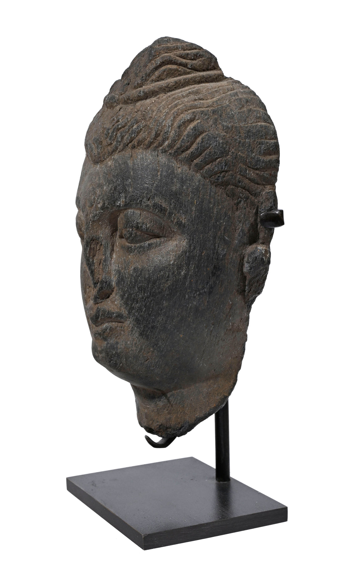 Ancient Gandharan Grey Schist Head of Buddha
