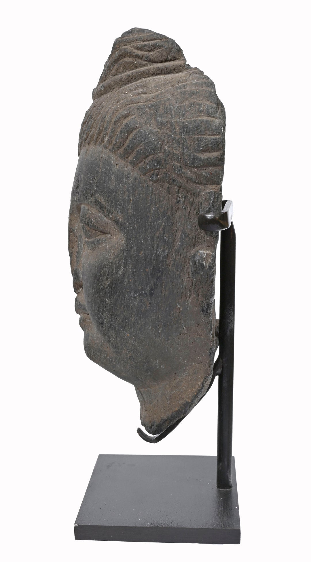 Ancient Gandharan Grey Schist Head of Buddha