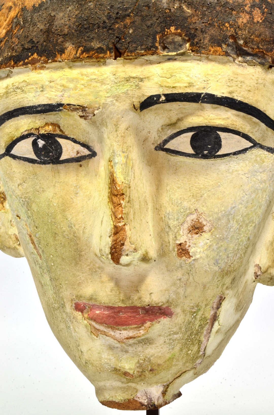 Egyptian Green Painted Wood Mummy Mask