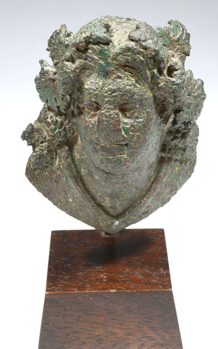 Roman Bronze Bacchanalia Applique Head of Dionysus
