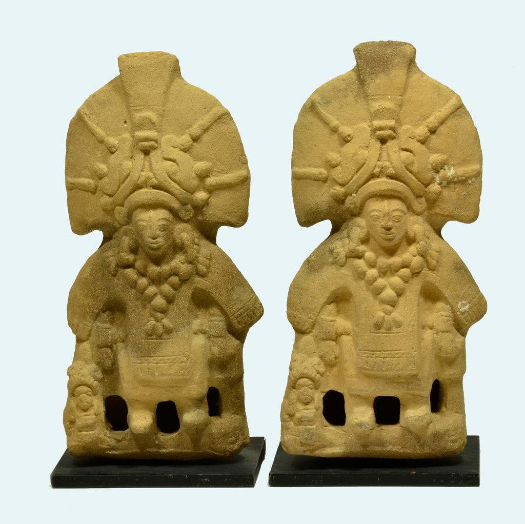 Fine Pair of Maya Molded Ceramic Warrior Figures - Art for Eternity