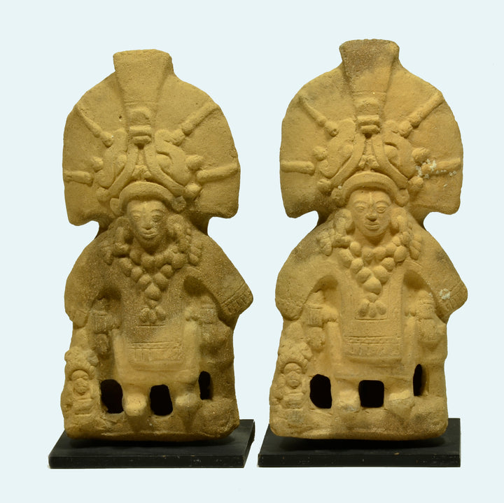 Fine Pair of Maya Molded Ceramic Warrior Figures