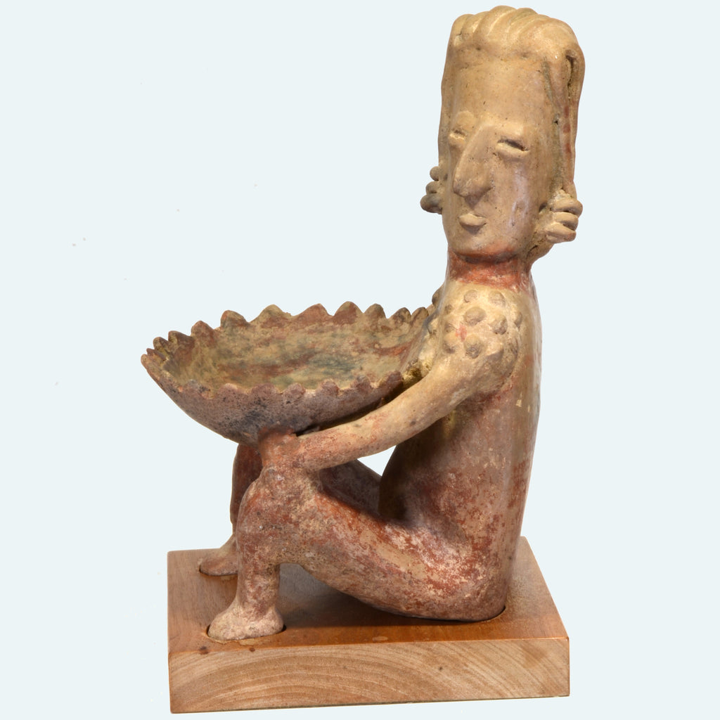 Jalisco Pottery Seated Male Figure Holding Bowl - Art for Eternity