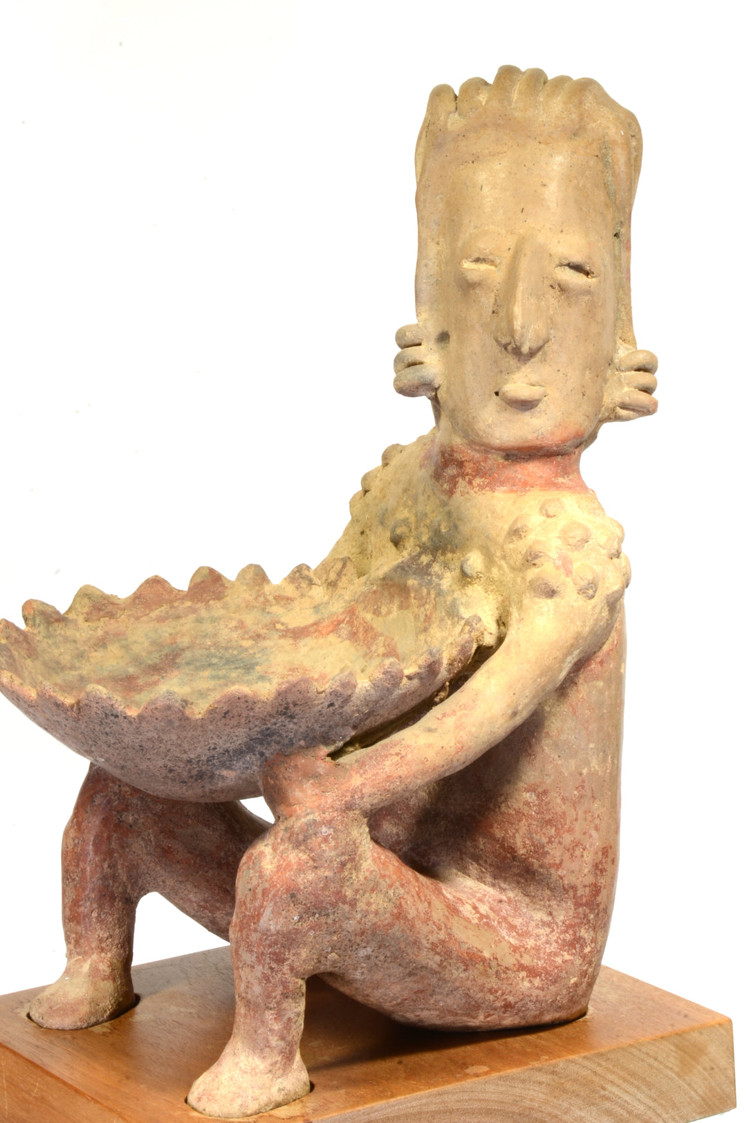 Jalisco Pottery Seated Male Figure Holding Bowl