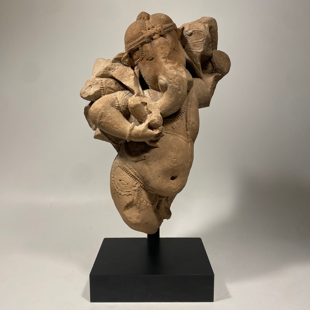 Indian Sandstone Figure of a Dancing Ganesha